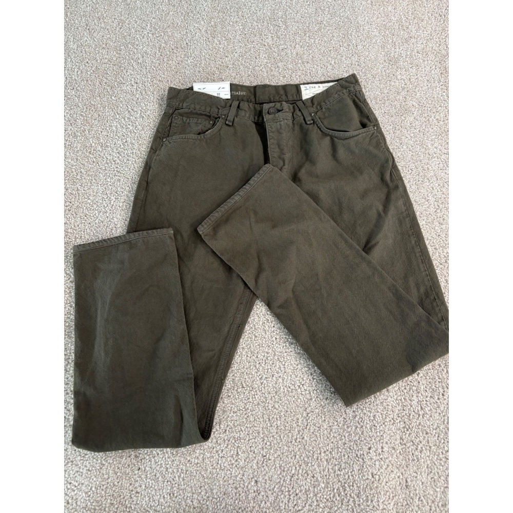 Flint and Tinder 365 Pants Mens 31x32 Olive Green Straight Leg Earthy Chino NEW
